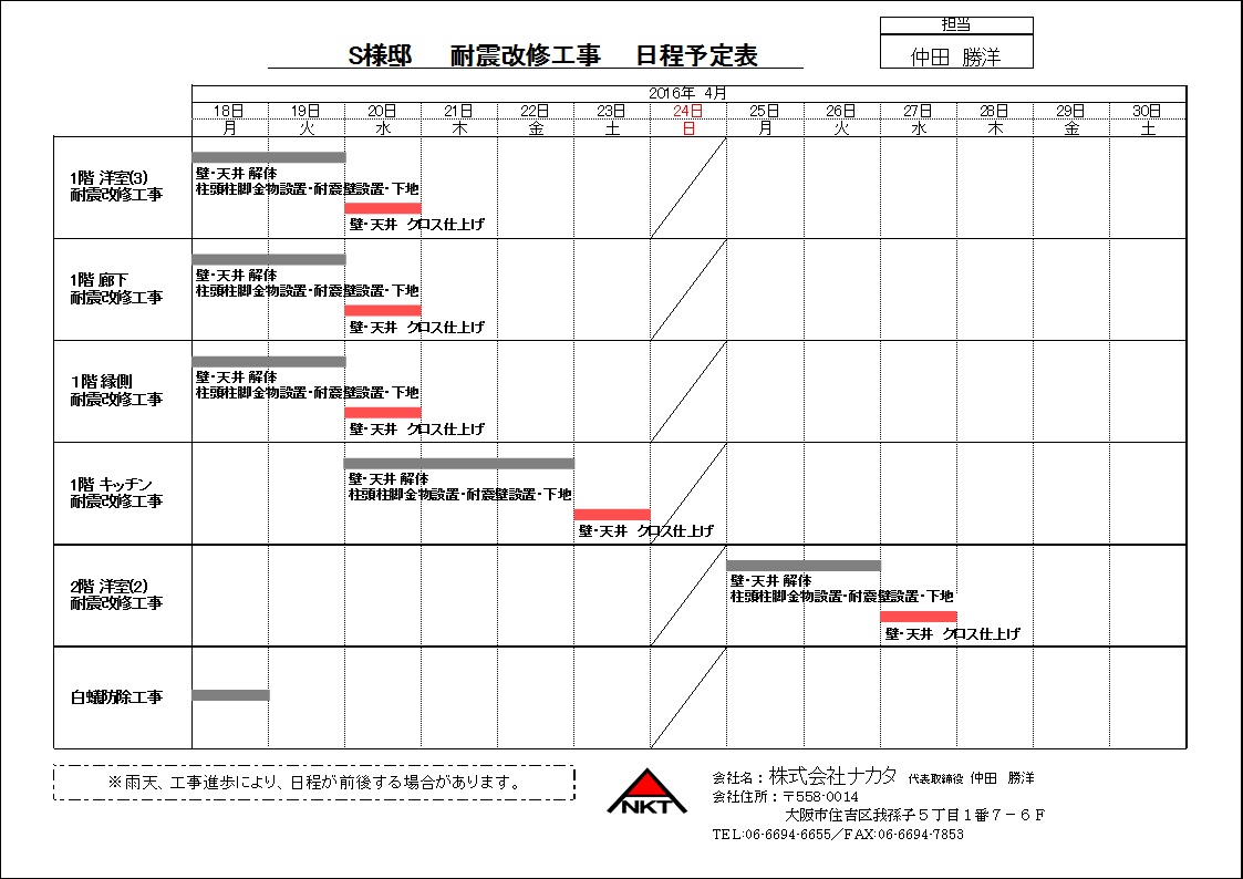 0430S様邸 工程表